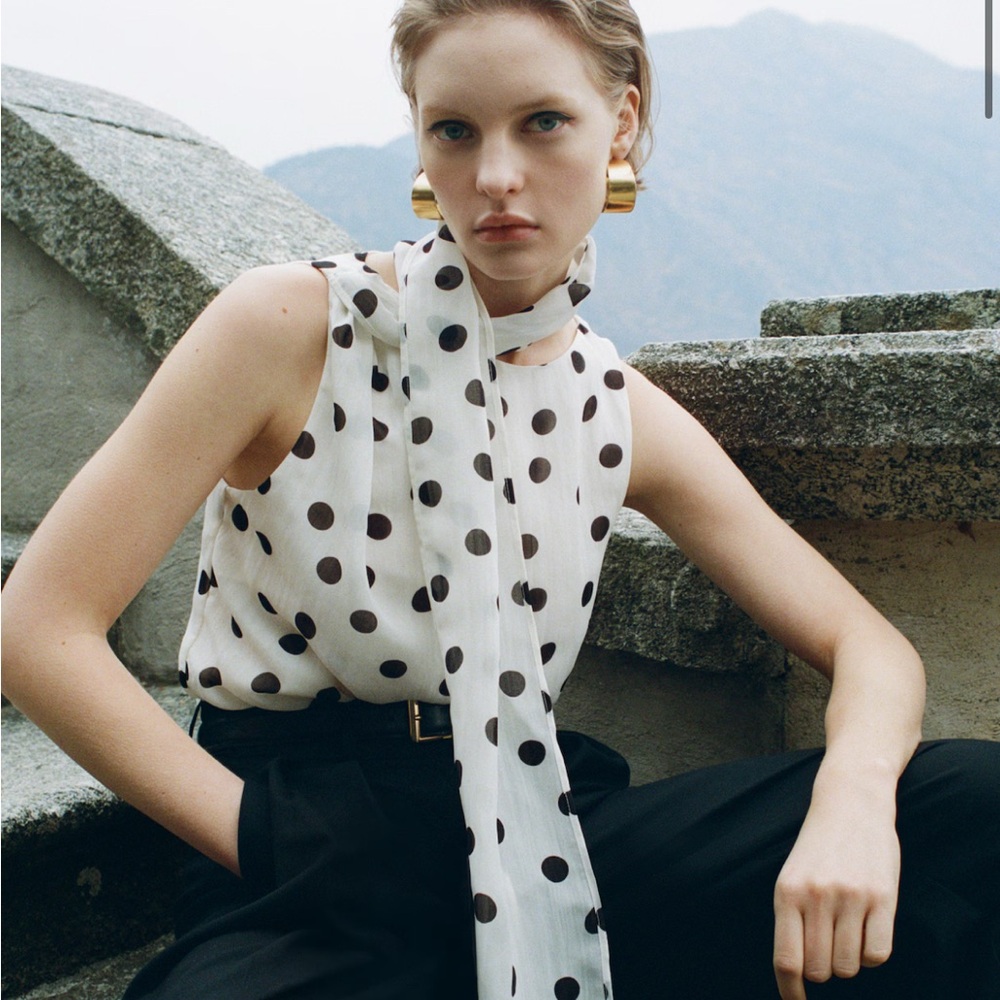 Mango polka dot Sleeveless Blouse